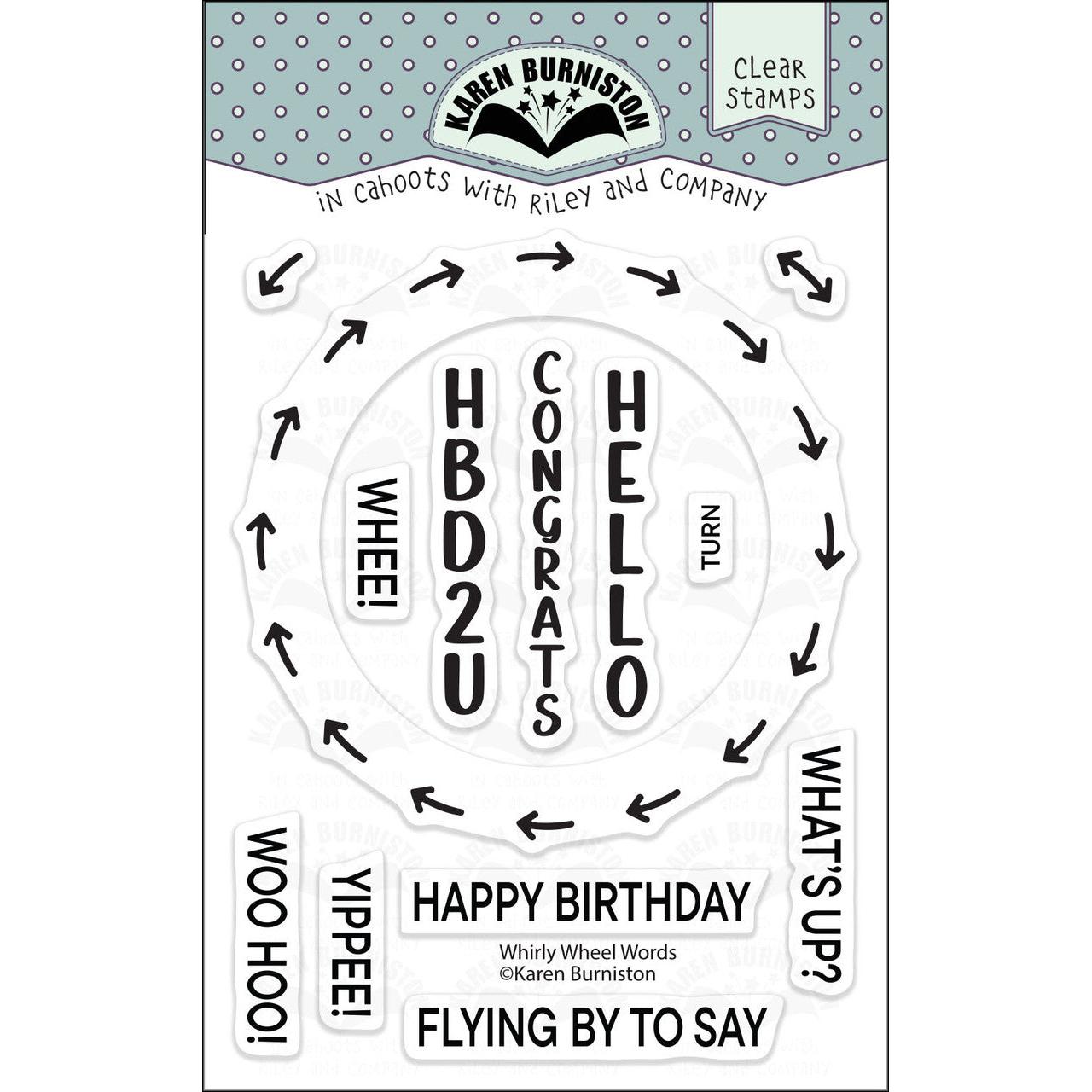 Karen Burniston - Clear Stamps - Whirly Wheel Words-ScrapbookPal