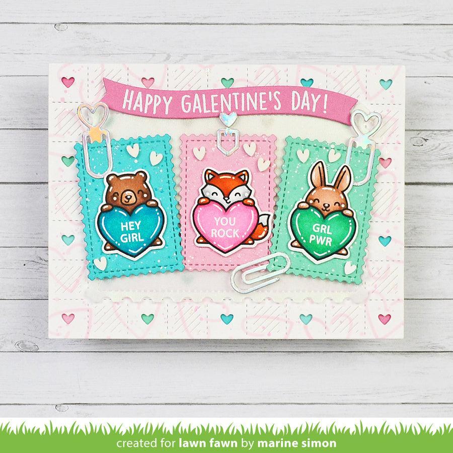 Lawn Fawn - Coloring Stencils - Critter Conversation Hearts-ScrapbookPal