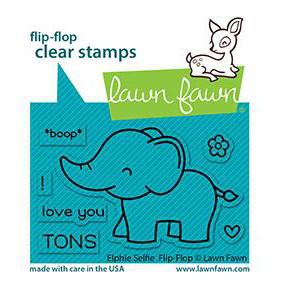 Lawn Fawn - Clear Stamps - Elphie Selfie Flip-Flop-ScrapbookPal