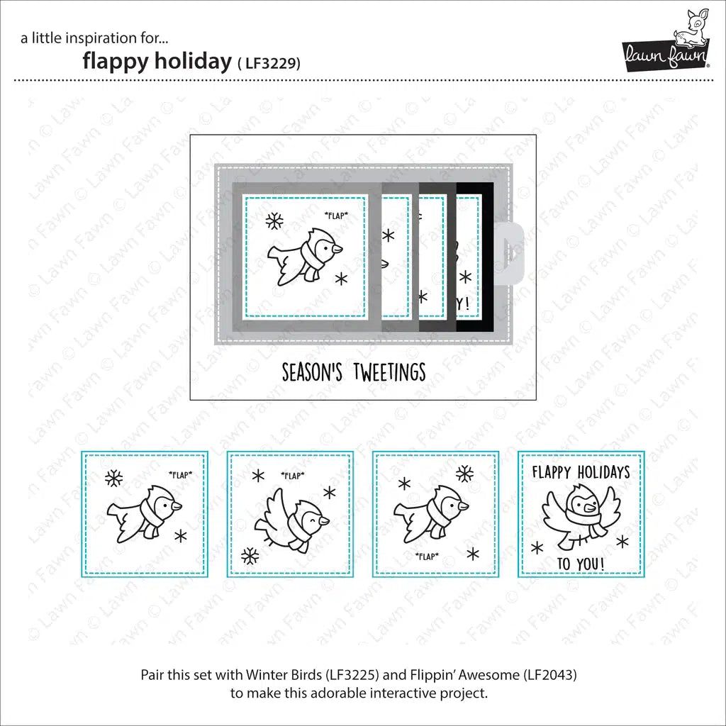 Lawn Fawn - Clear Stamps - Flappy Holiday-ScrapbookPal