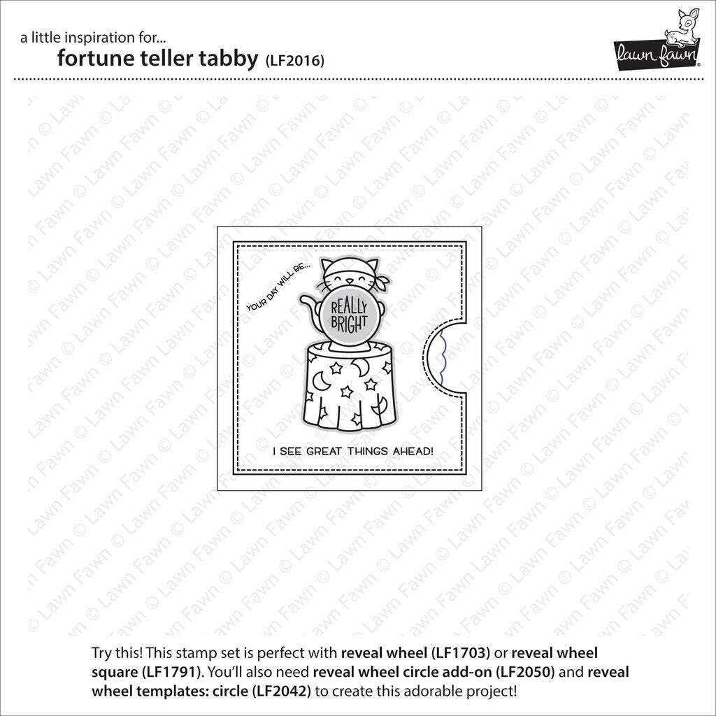 Lawn Fawn - Clear Stamps - Fortune Teller Tabby-ScrapbookPal