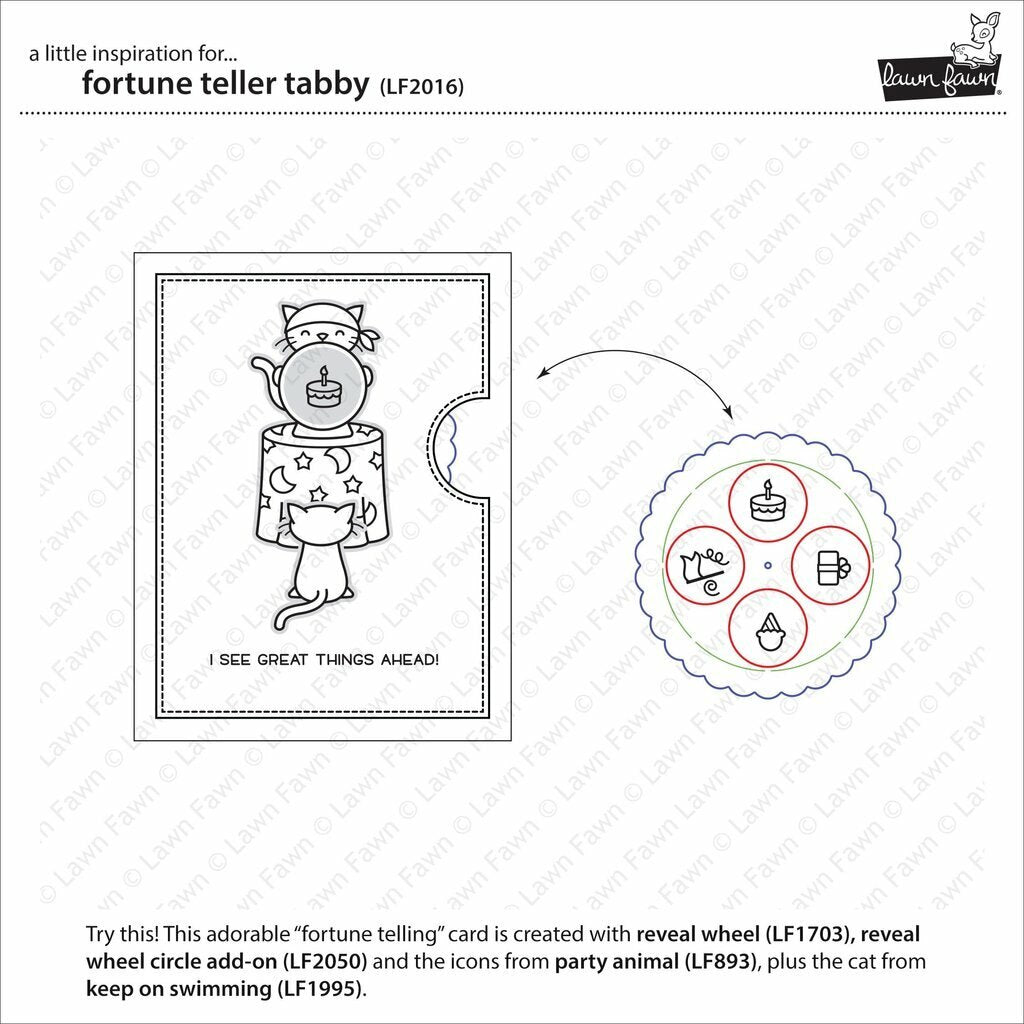 Lawn Fawn - Clear Stamps - Fortune Teller Tabby-ScrapbookPal