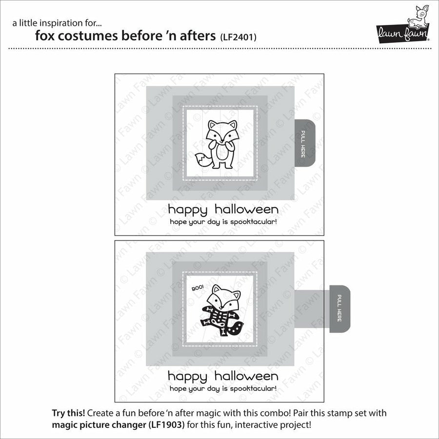 Lawn Fawn - Clear Stamps - Fox Costumes Before 'n Afters-ScrapbookPal