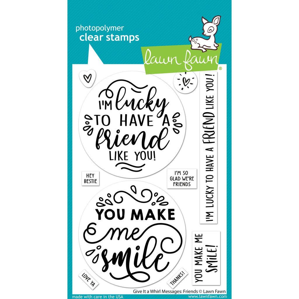 Lawn Fawn - Clear Stamps - Give It A Whirl Messages: Friends-ScrapbookPal