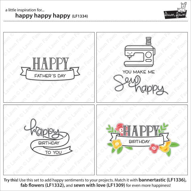 Lawn Fawn - Clear Stamps - Happy Happy Happy-ScrapbookPal