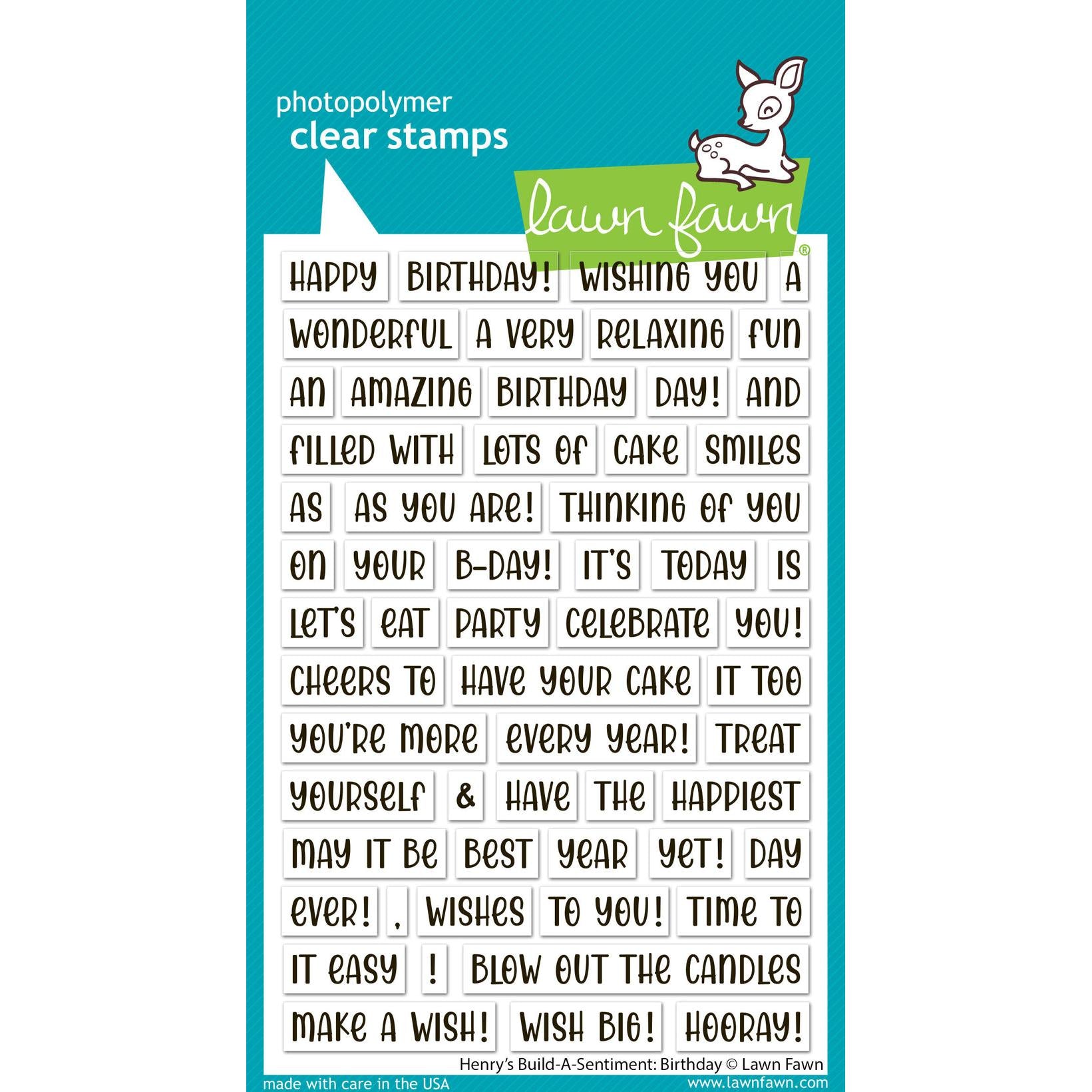 Lawn Fawn - Clear Stamps - Henry&#39;s Build-A-Sentiment: Birthday-ScrapbookPal