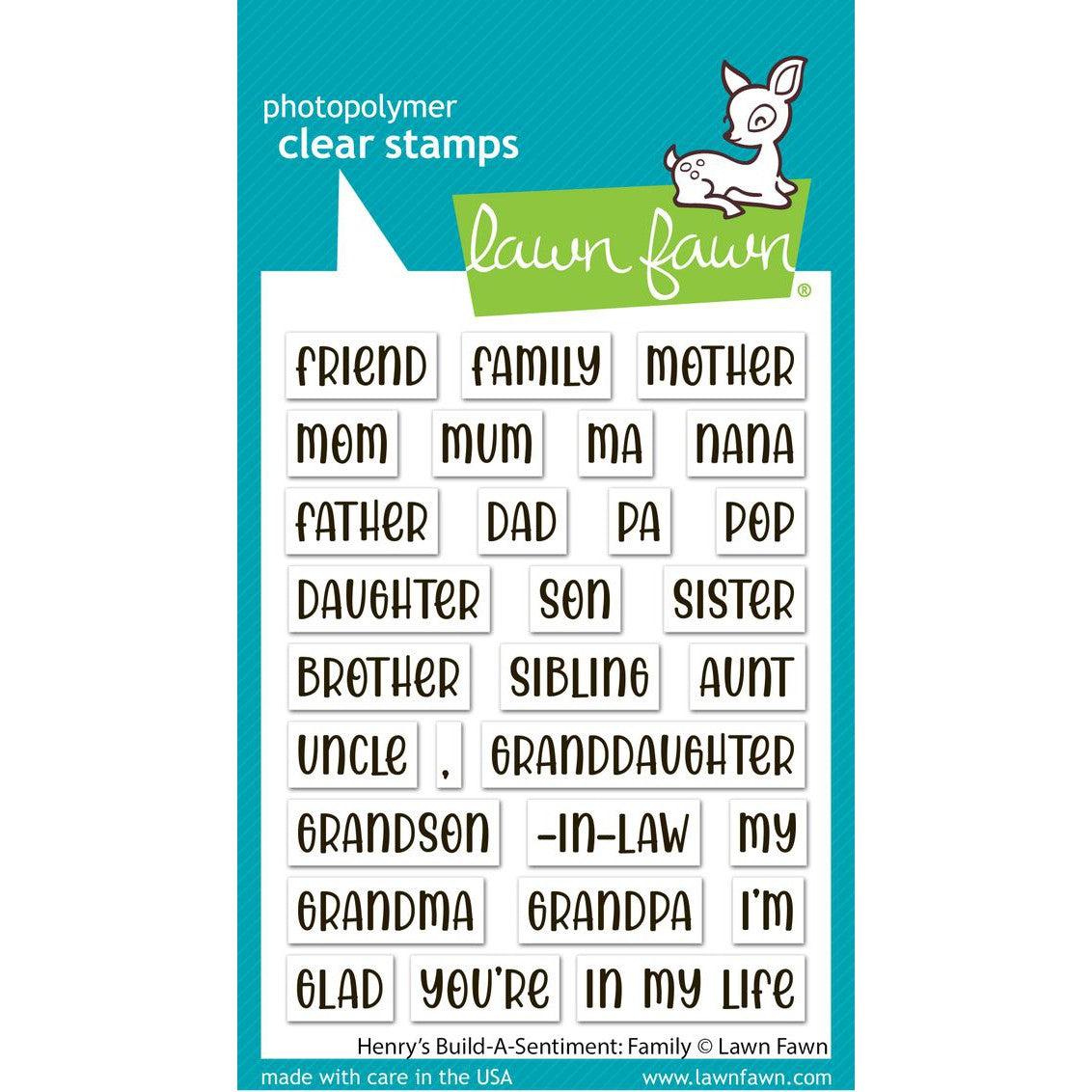 Lawn Fawn - Clear Stamps - Henry&#39;S Build-A-Sentiment: Family-ScrapbookPal