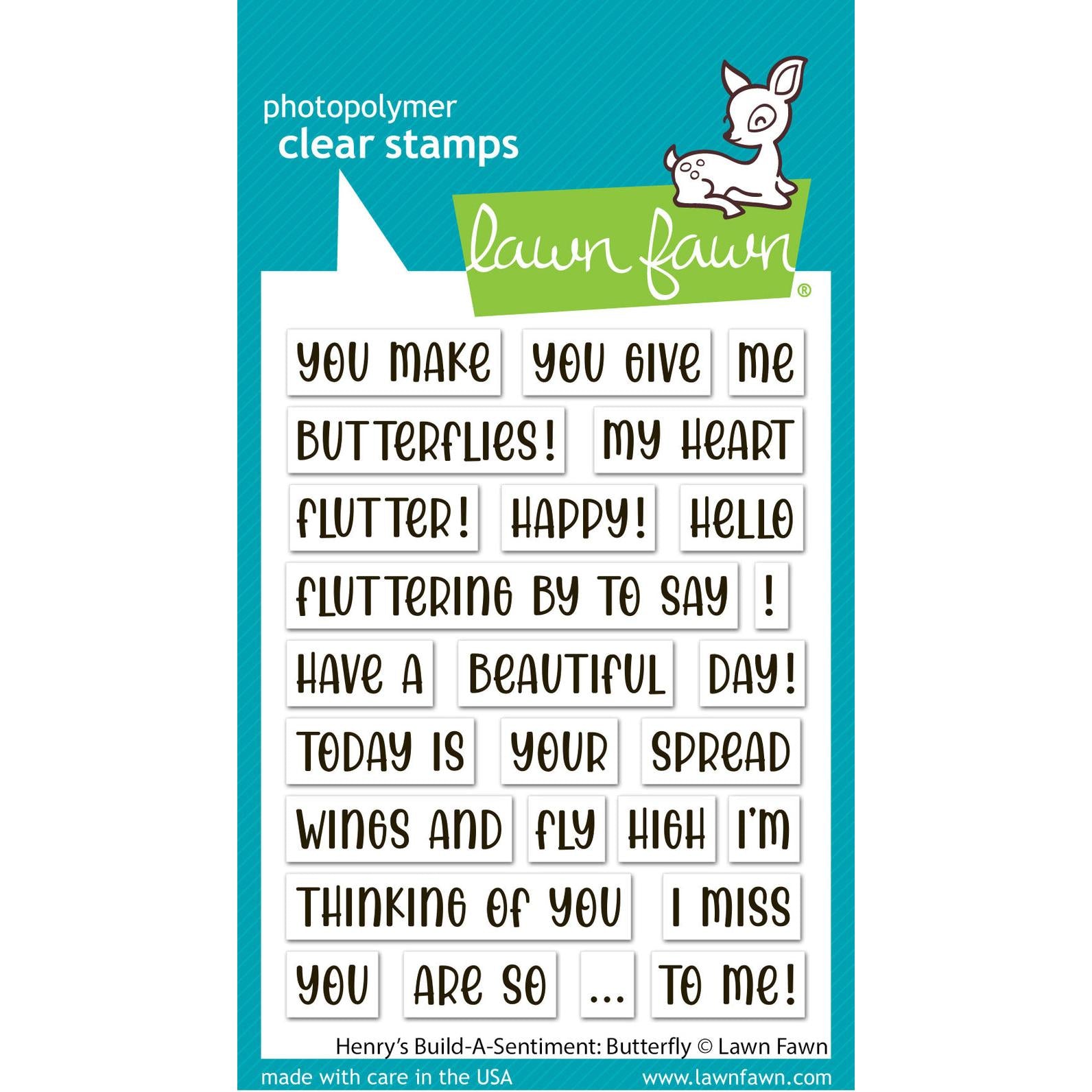 Lawn Fawn - Clear Stamps - Henry's Build-A-Sentiment: Butterfly-ScrapbookPal