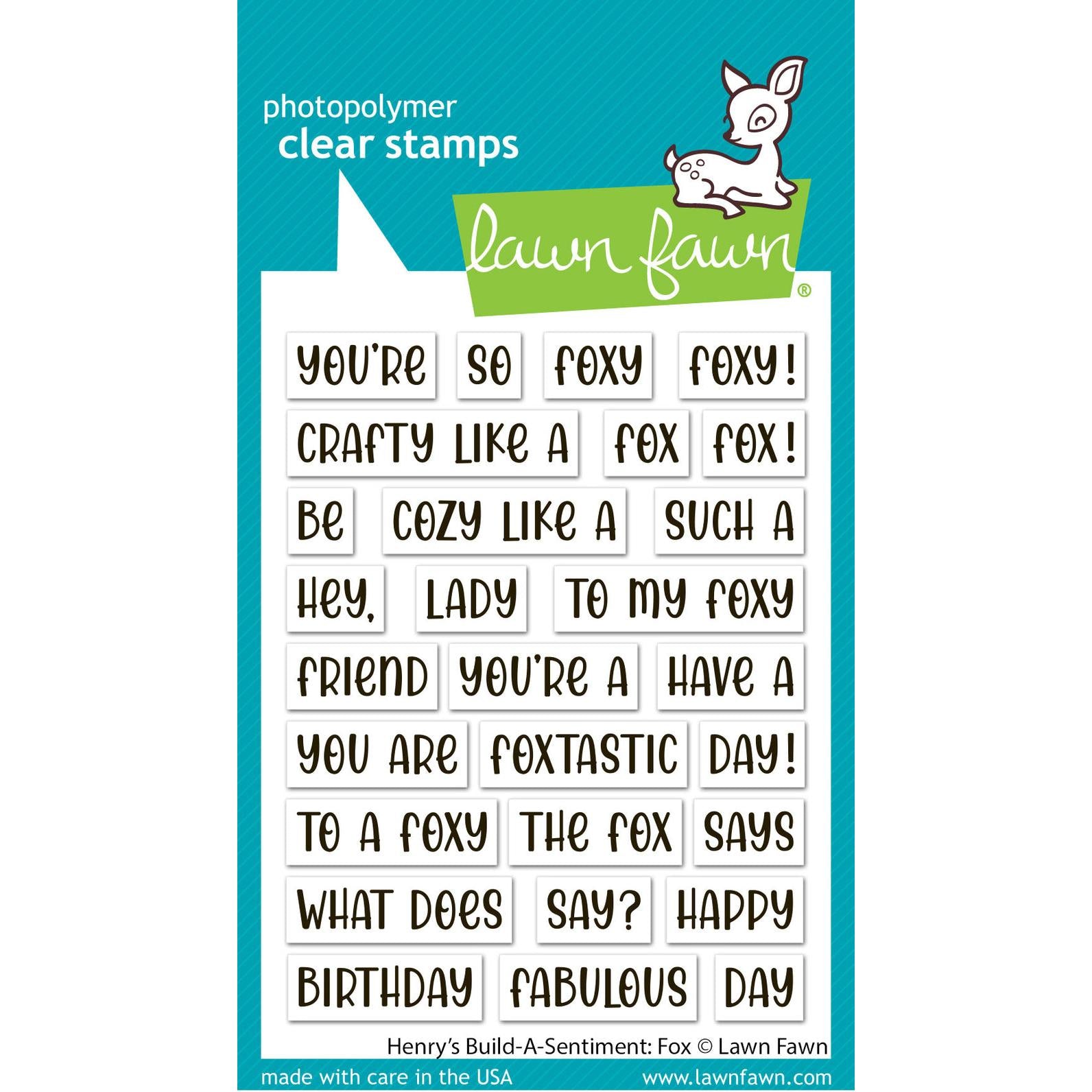 Lawn Fawn - Clear Stamps - Henry&#39;s Build-A-Sentiment: Fox-ScrapbookPal