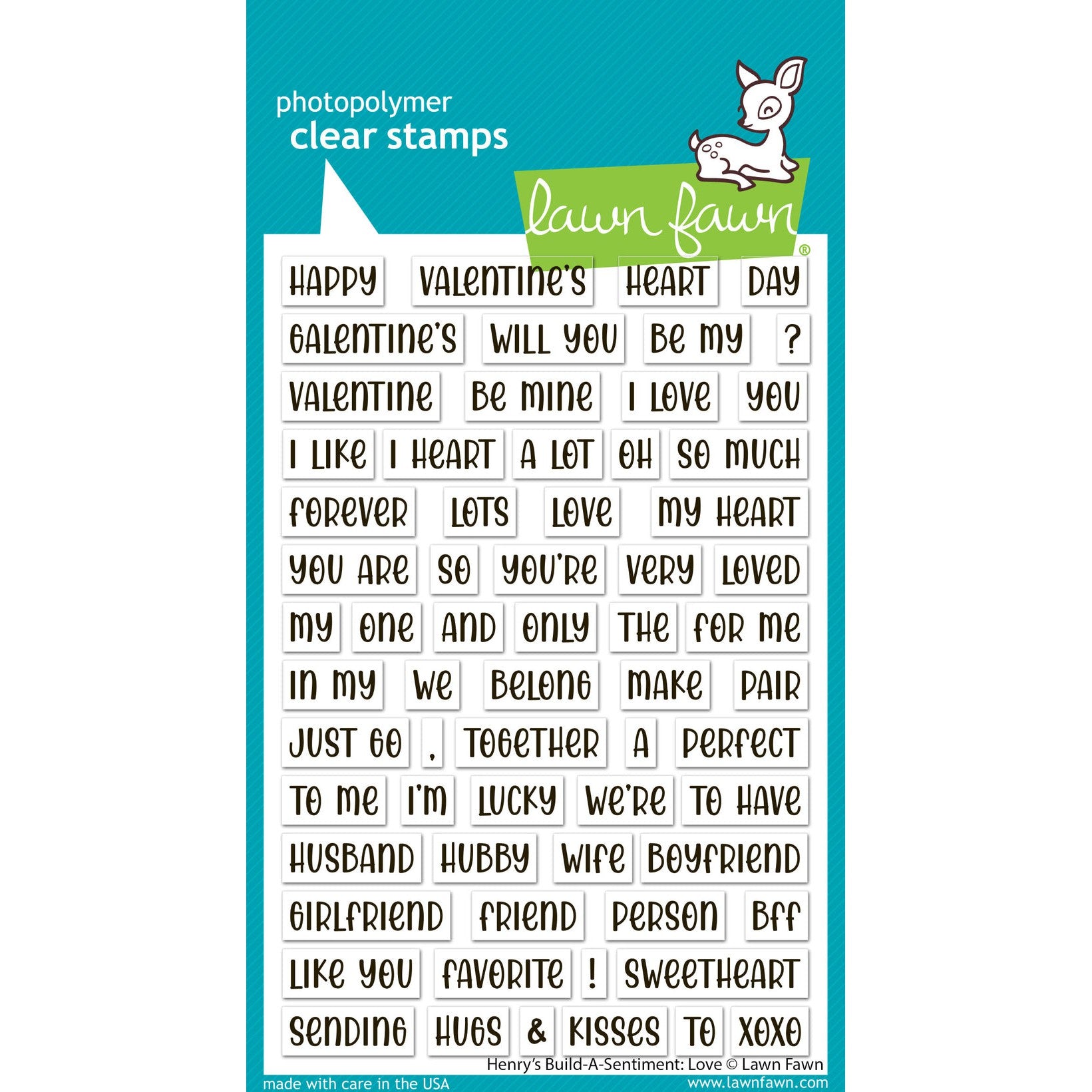 Lawn Fawn - Clear Stamps - Henry&#39;s Build-A-Sentiment: Love-ScrapbookPal