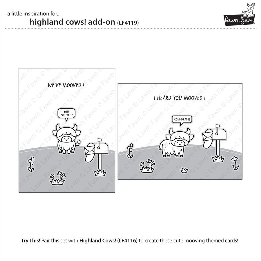 Lawn Fawn - Clear Stamps - Highland Cows! Add-On-ScrapbookPal