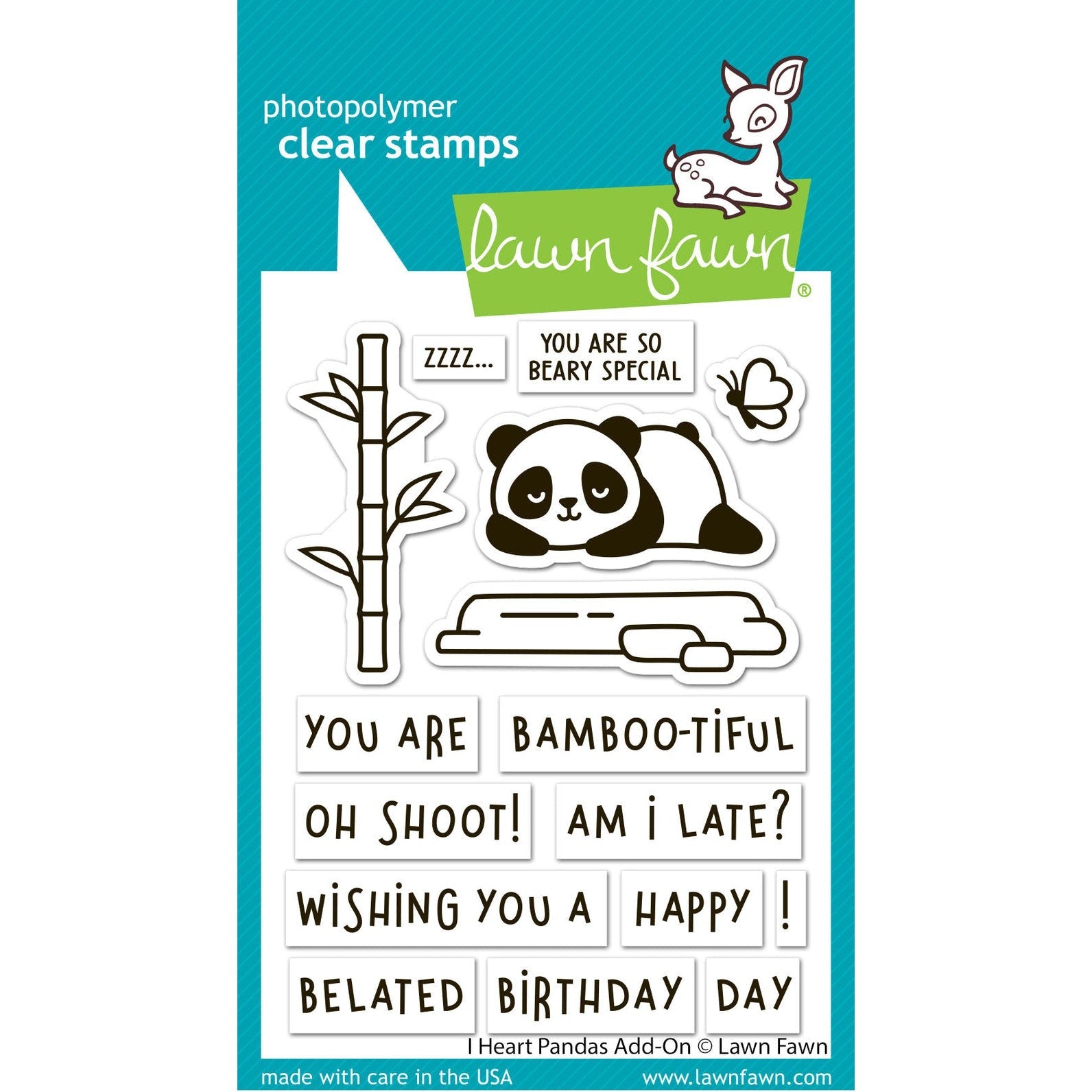 Lawn Fawn - Clear Stamps - I Heart Pandas Add-On-ScrapbookPal