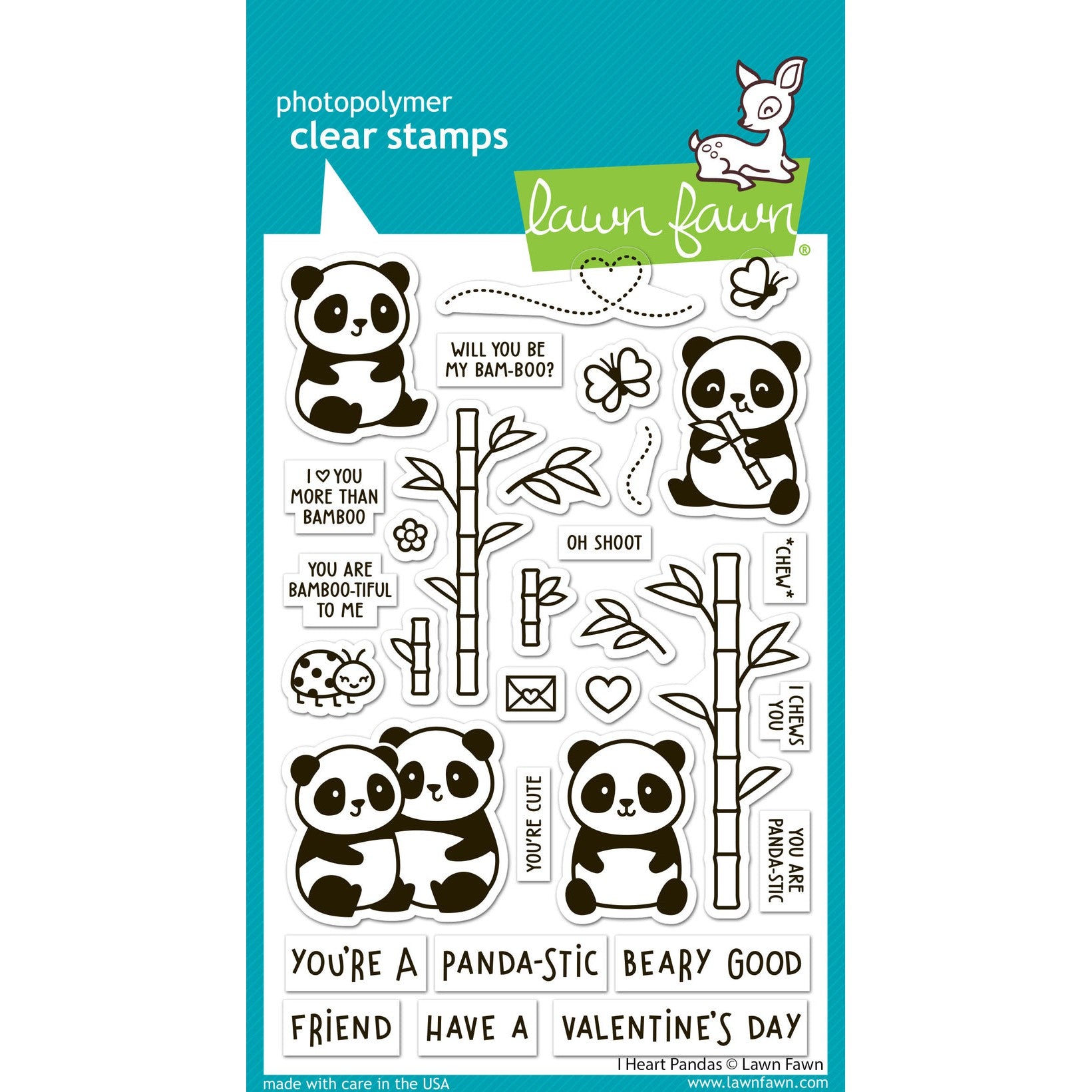 Lawn Fawn - Clear Stamps - I Heart Pandas-ScrapbookPal