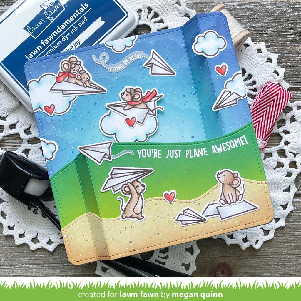 Lawn Fawn - Clear Stamps - Just Plane Awesome Sentiment Trails-ScrapbookPal