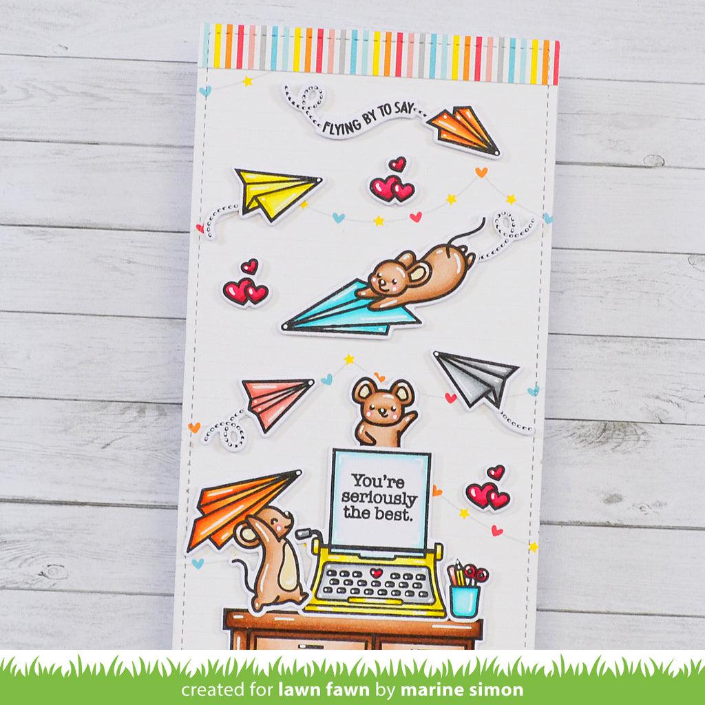 Lawn Fawn - Clear Stamps - Just Plane Awesome Sentiment Trails-ScrapbookPal