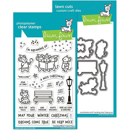 Lawn Fawn - Clear Stamps & Lawn Cuts - Caroling Mice-ScrapbookPal