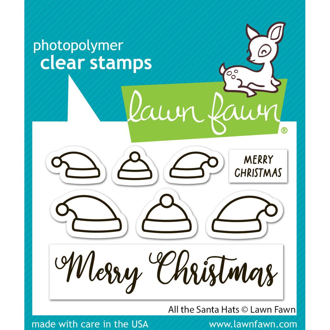 Lawn Fawn - Clear Stamps, Lawn Cuts & Coloring Stencils - All The Santa Hats-ScrapbookPal