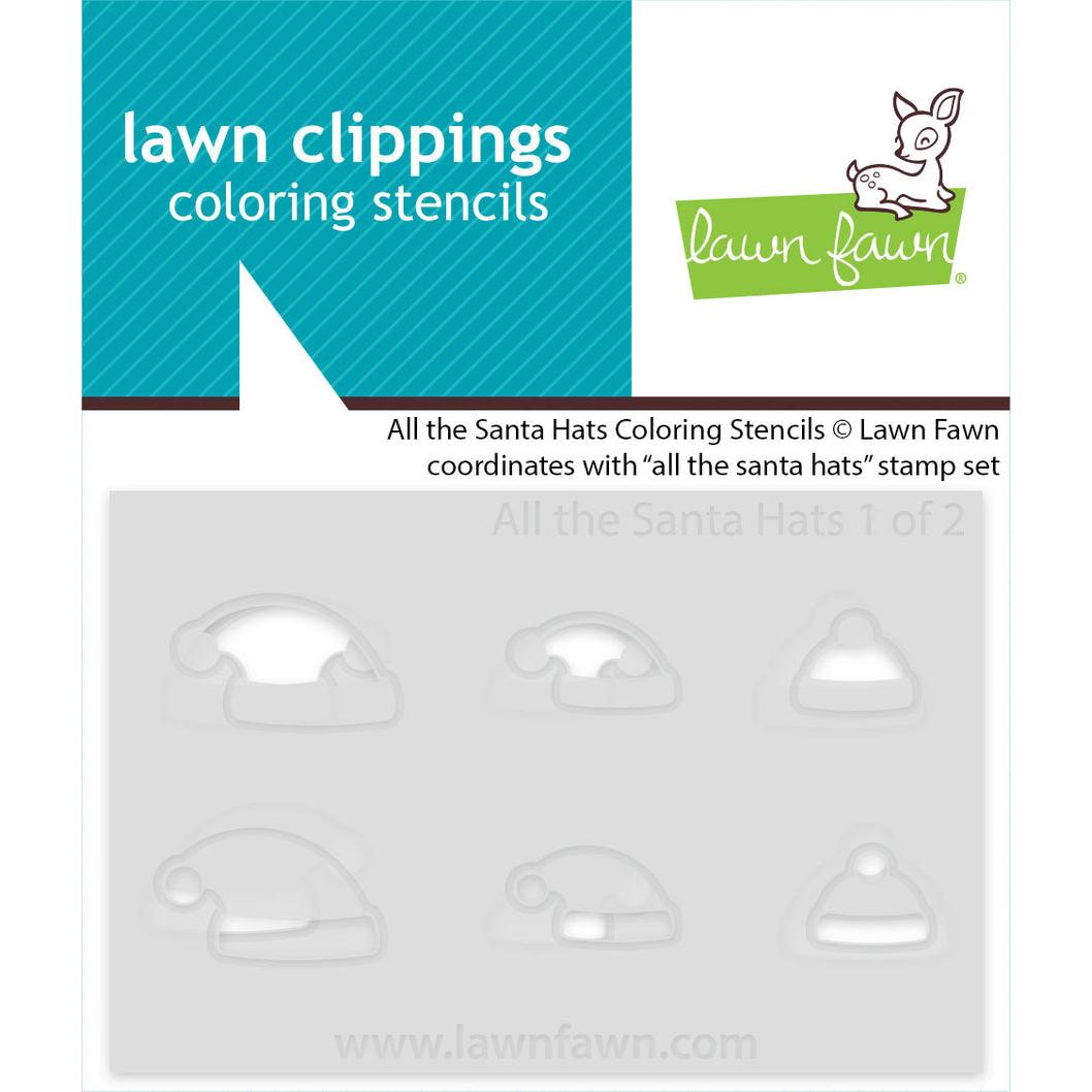 Lawn Fawn - Clear Stamps, Lawn Cuts & Coloring Stencils - All The Santa Hats-ScrapbookPal
