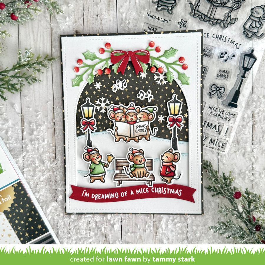 Lawn Fawn - Clear Stamps, Lawn Cuts & Coloring Stencils - Caroling Mice-ScrapbookPal