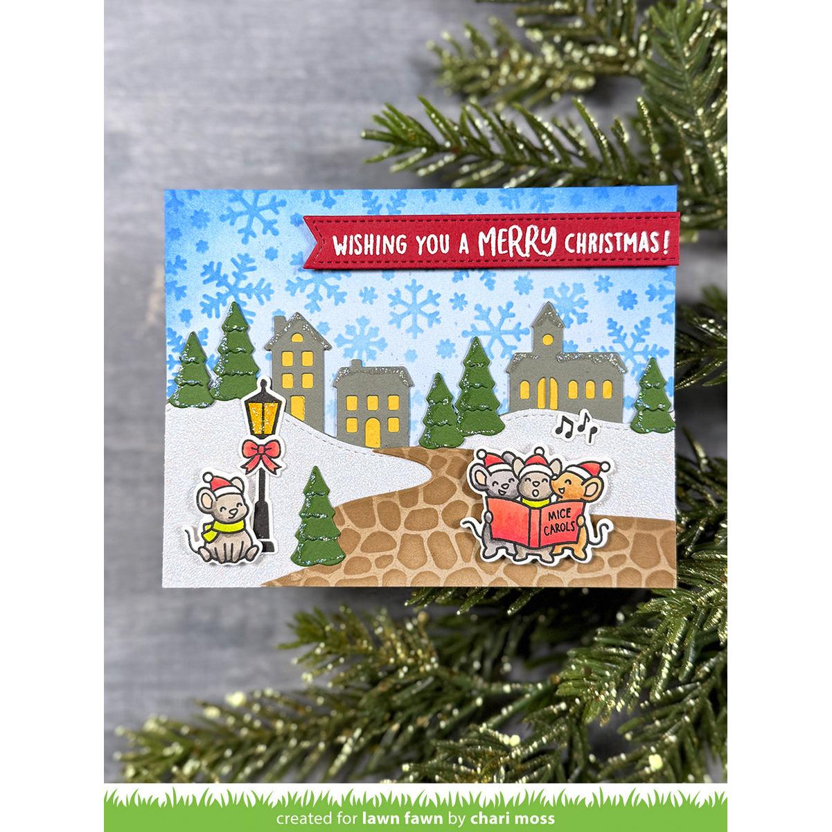Lawn Fawn - Clear Stamps, Lawn Cuts & Coloring Stencils - Caroling Mice-ScrapbookPal