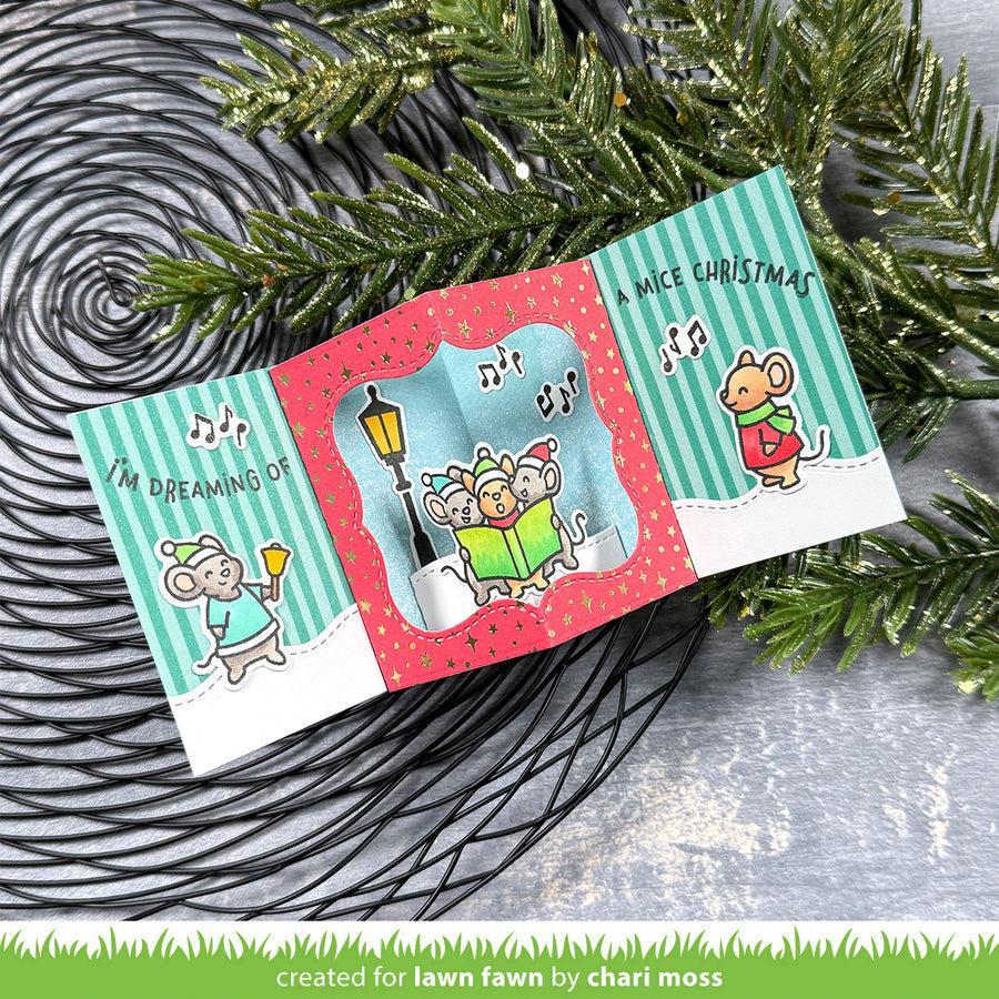Lawn Fawn - Clear Stamps, Lawn Cuts & Coloring Stencils - Caroling Mice-ScrapbookPal