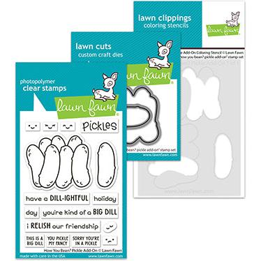 Lawn Fawn - Clear Stamps, Lawn Cuts &amp; Coloring Stencils - How You Bean? Pickle Add-on-ScrapbookPal