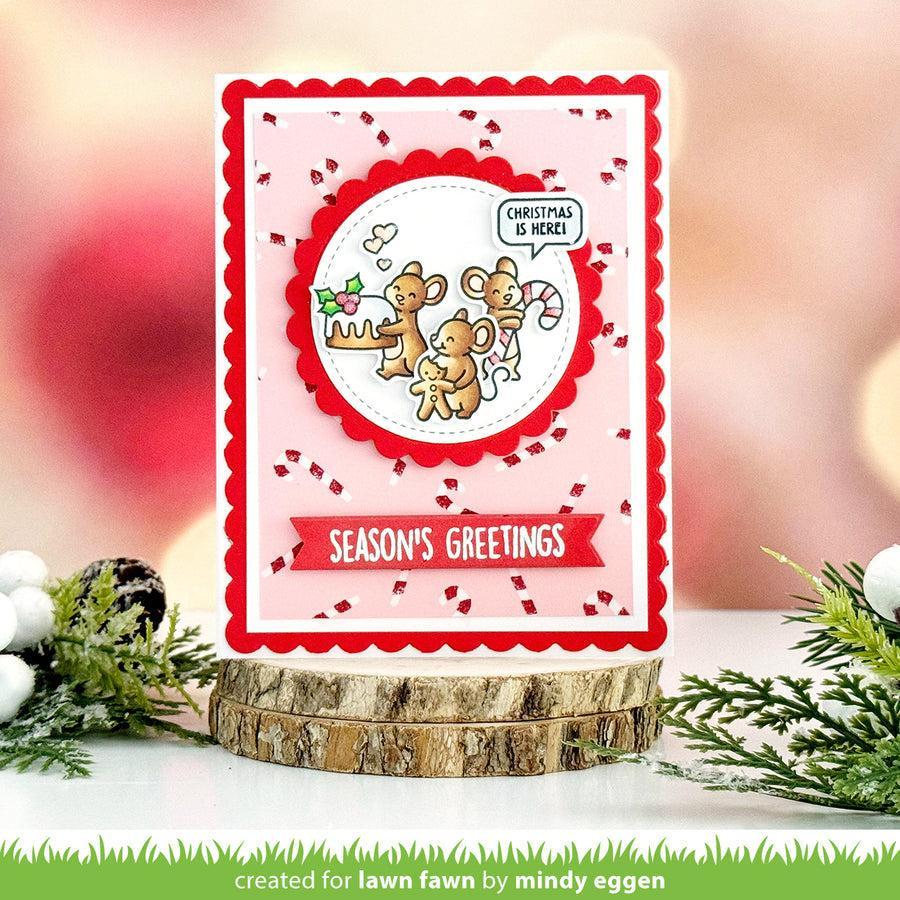 Lawn Fawn - Clear Stamps, Lawn Cuts &amp; Coloring Stencils - Sweet Christmas Mice-ScrapbookPal