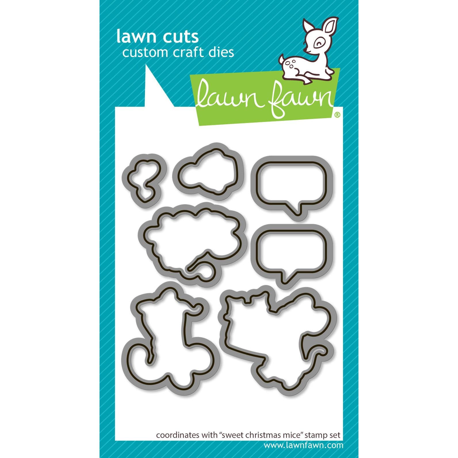 Lawn Fawn - Clear Stamps, Lawn Cuts &amp; Coloring Stencils - Sweet Christmas Mice-ScrapbookPal