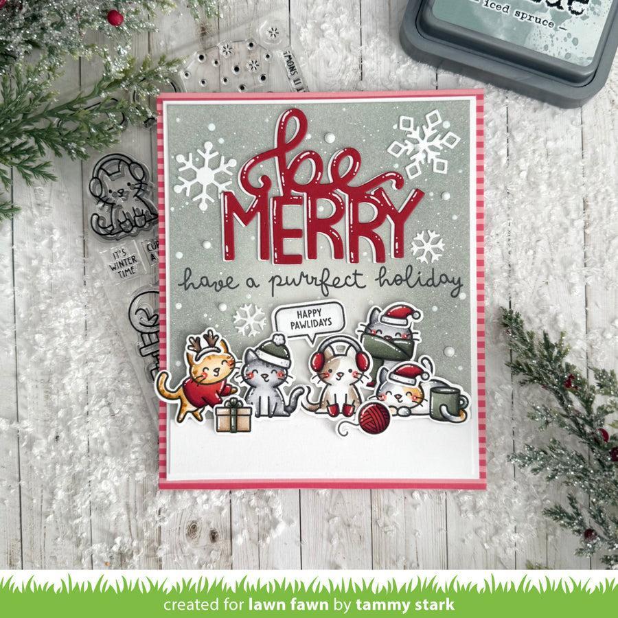 Lawn Fawn - Clear Stamps &amp; Lawn Cuts - Cozy Cats Christmas Add-on-ScrapbookPal