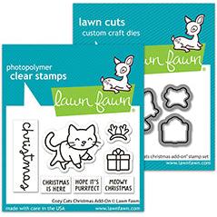 Lawn Fawn - Clear Stamps &amp; Lawn Cuts - Cozy Cats Christmas Add-on-ScrapbookPal