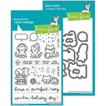 Lawn Fawn - Clear Stamps & Lawn Cuts - Cozy Cats-ScrapbookPal