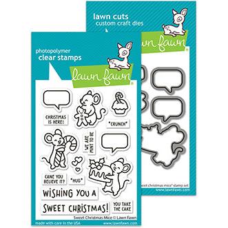 Lawn Fawn - Clear Stamps & Lawn Cuts - Sweet Christmas Mice-ScrapbookPal