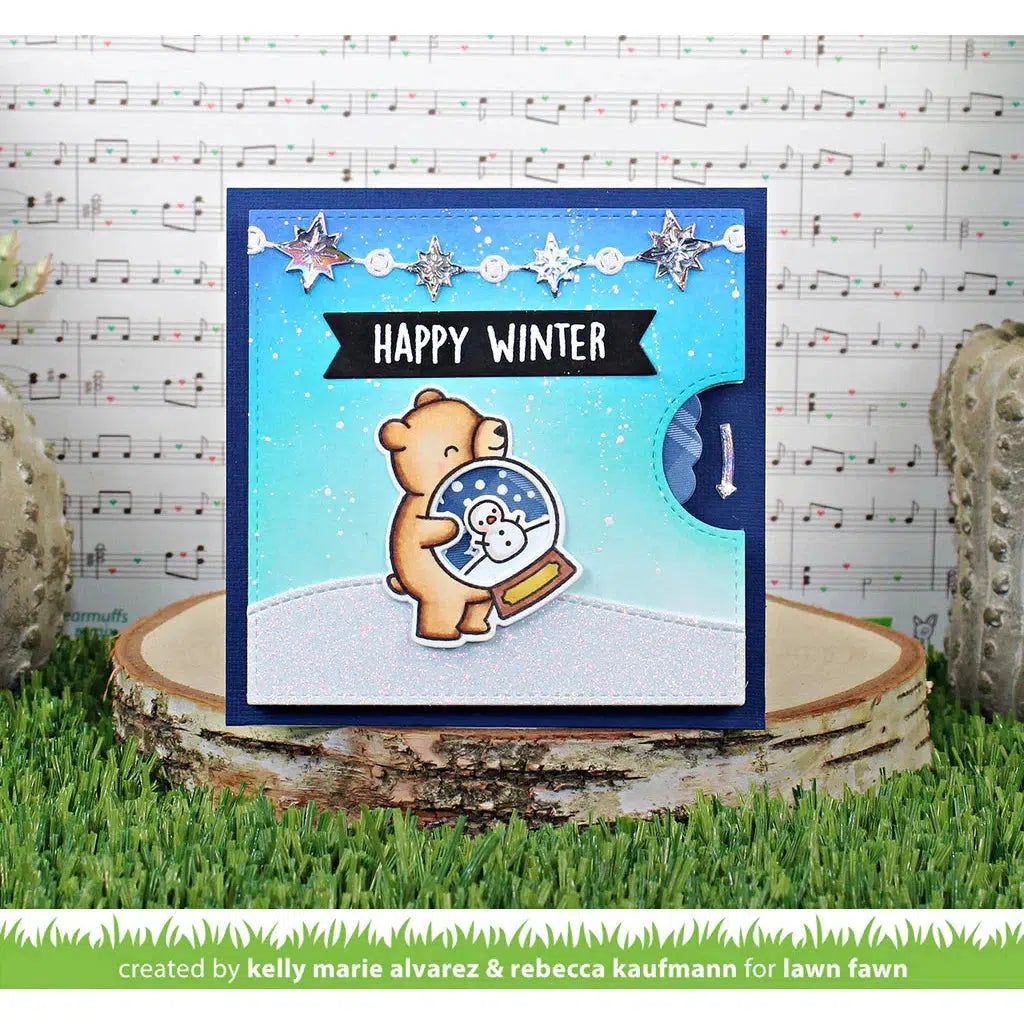 Lawn Fawn - Clear Stamps - Little Snow Globe: Bear-ScrapbookPal