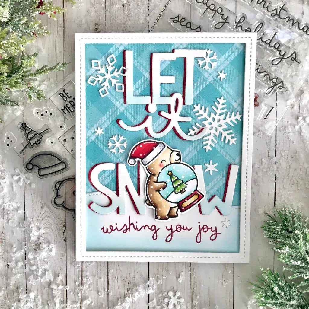 Lawn Fawn - Clear Stamps - Little Snow Globe: Bear-ScrapbookPal