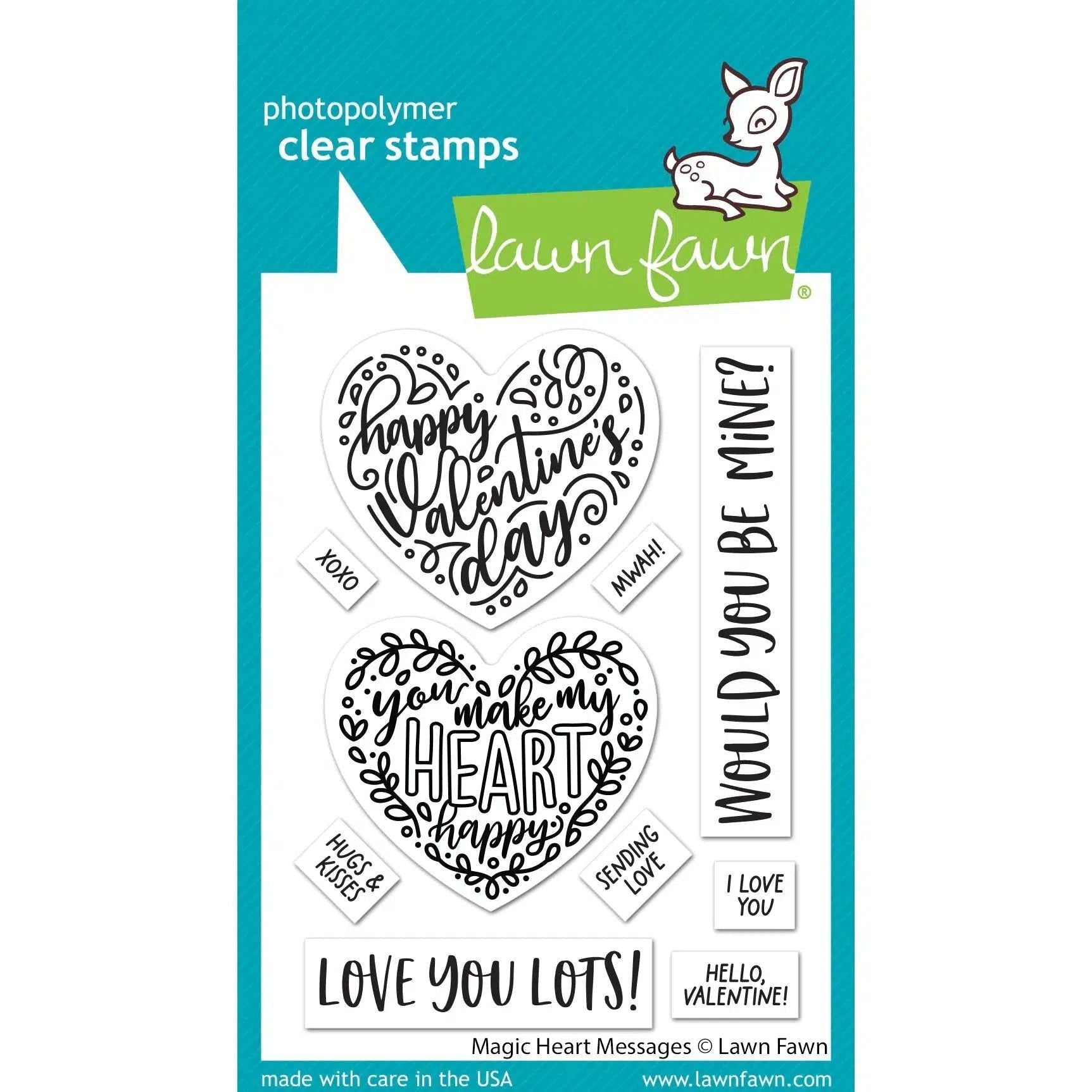 Lawn Fawn - Clear Stamps - Magic Heart Messages-ScrapbookPal