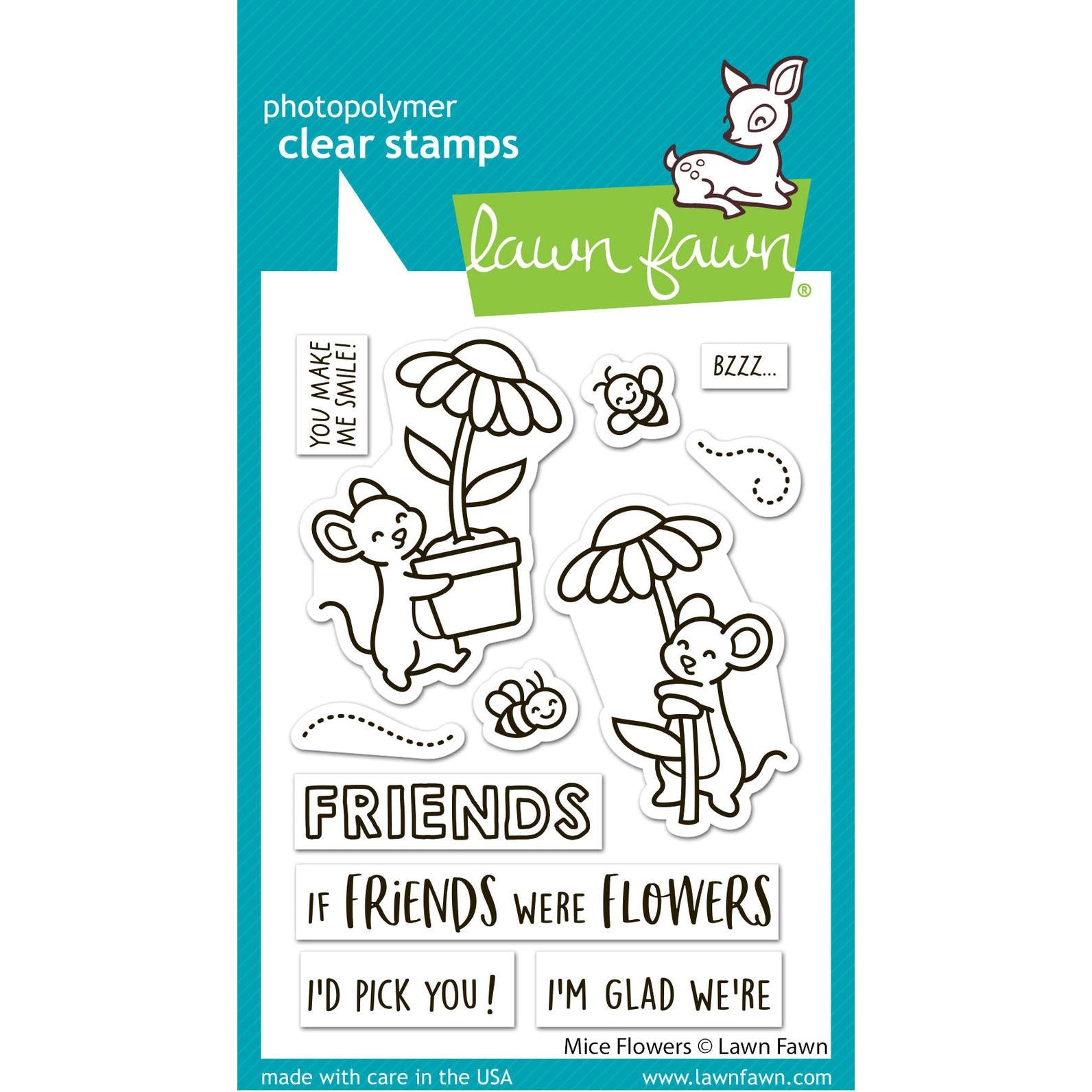 Lawn Fawn - Clear Stamps - Mice Flowers-ScrapbookPal