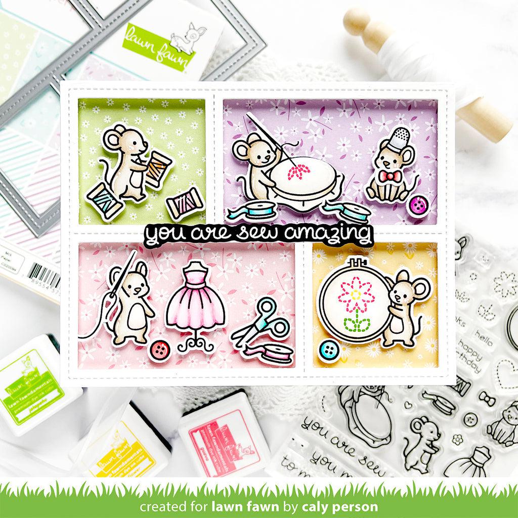 Lawn Fawn - Clear Stamps - Sew Very Mice-ScrapbookPal