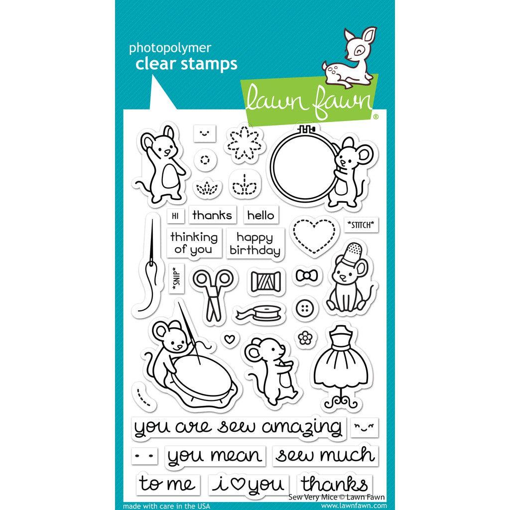 Lawn Fawn - Clear Stamps - Sew Very Mice-ScrapbookPal