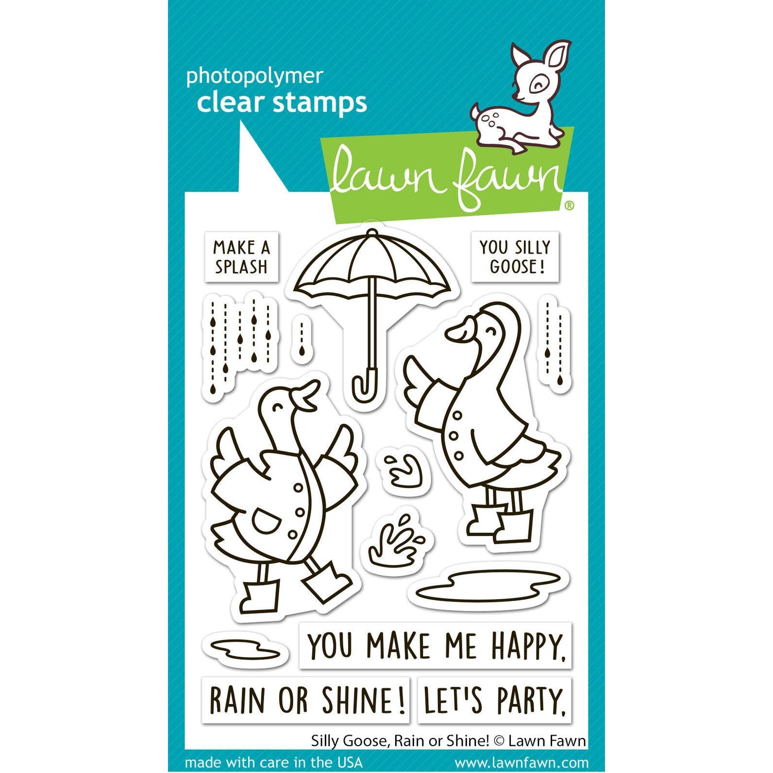 Lawn Fawn - Clear Stamps - Silly Goose, Rain Or Shine!-ScrapbookPal