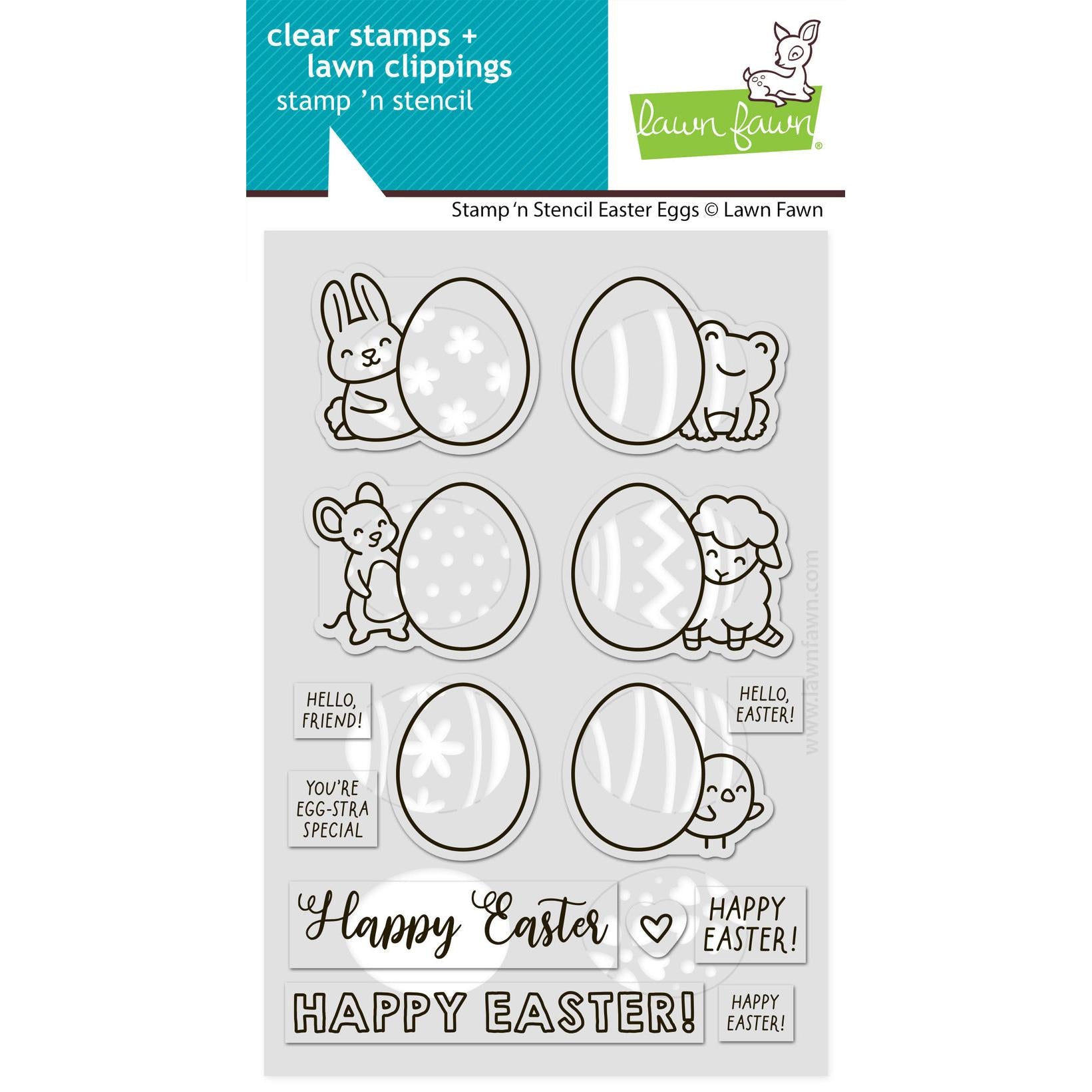 Lawn Fawn - Clear Stamps - Stamp 'n Stencil Easter Eggs-ScrapbookPal