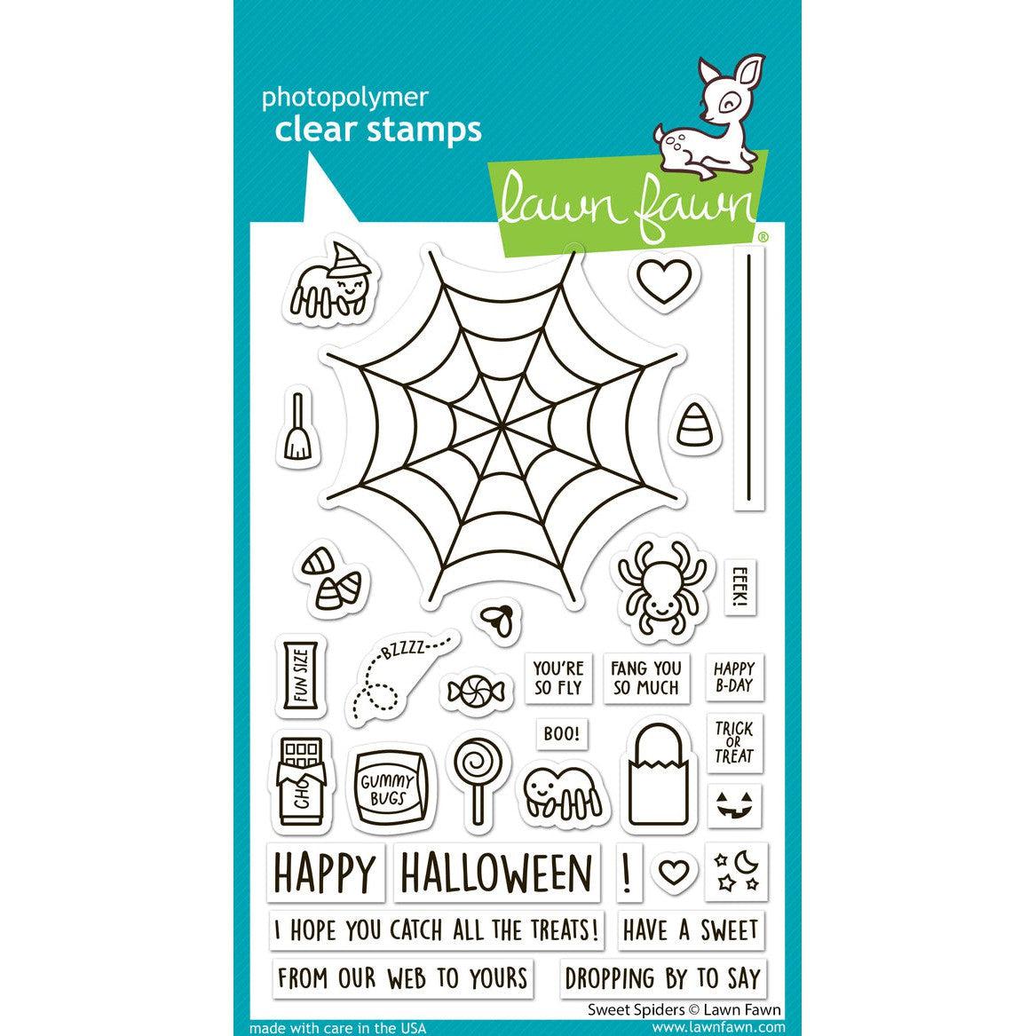 Lawn Fawn - Clear Stamps - Sweet Spiders-ScrapbookPal