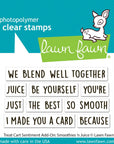 Lawn Fawn - Clear Stamps - Treat Cart Sentiment Add-On: Smoothies 'N Juice-ScrapbookPal