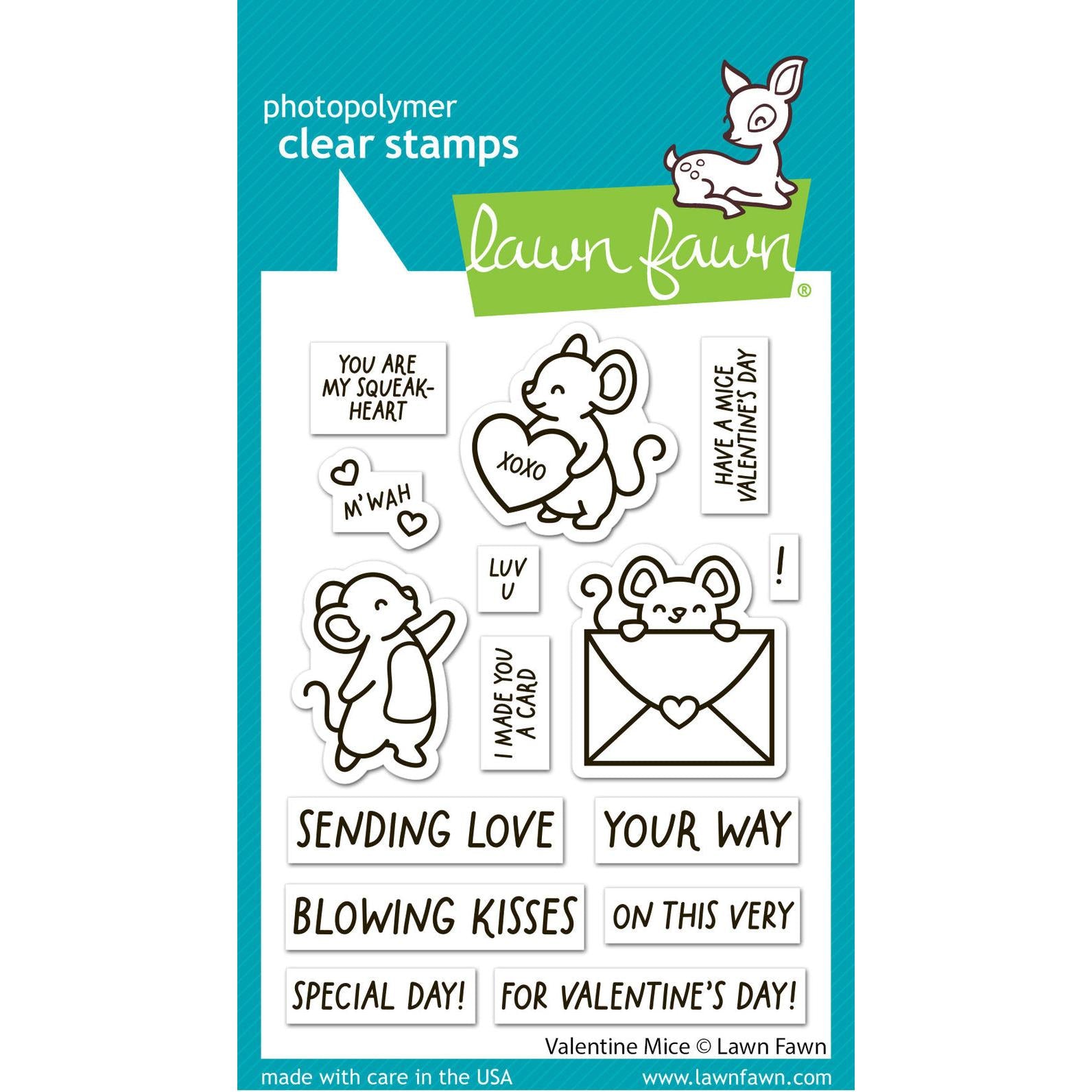 Lawn Fawn - Clear Stamps - Valentine Mice-ScrapbookPal