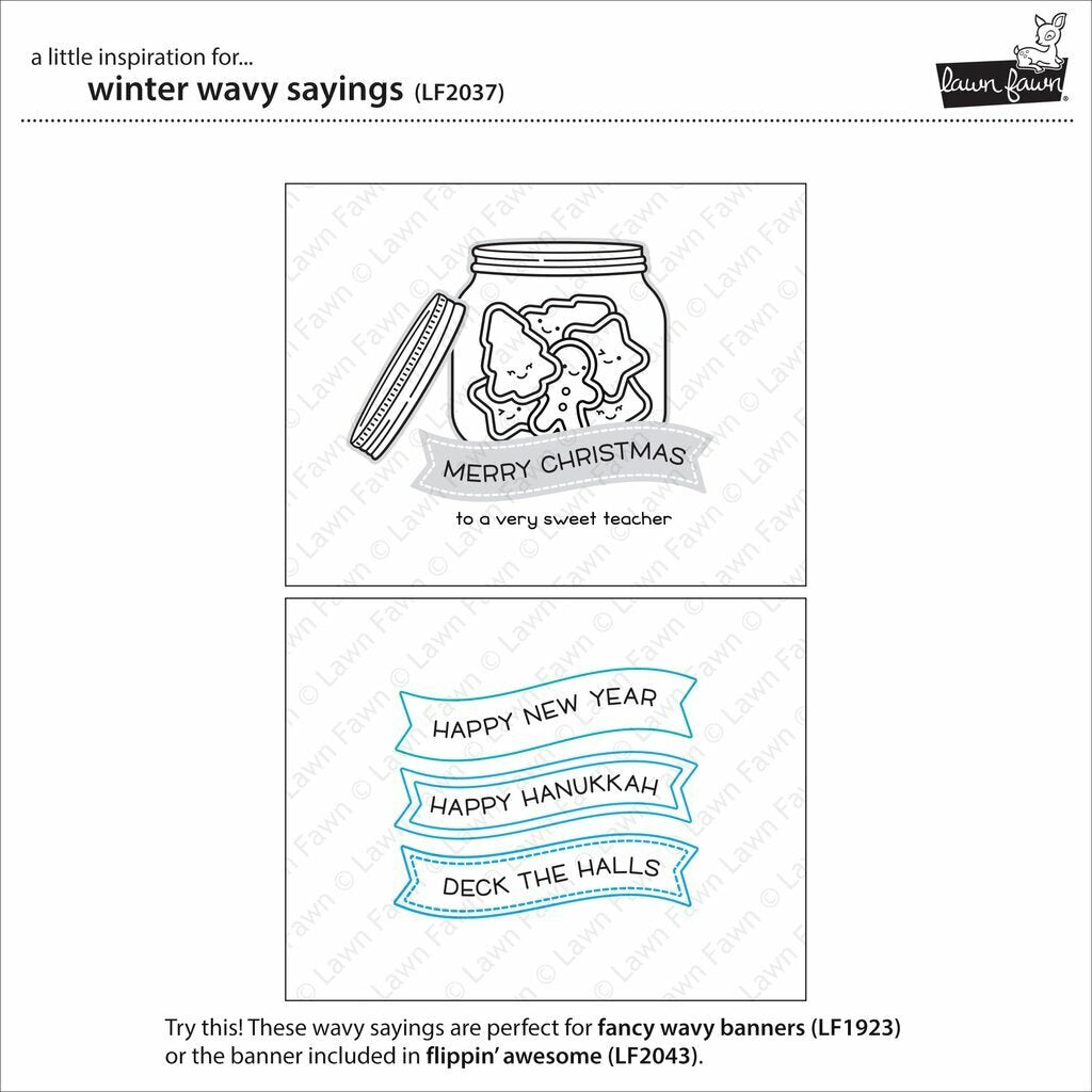 Lawn Fawn - Clear Stamps - Winter Wavy Sayings-ScrapbookPal