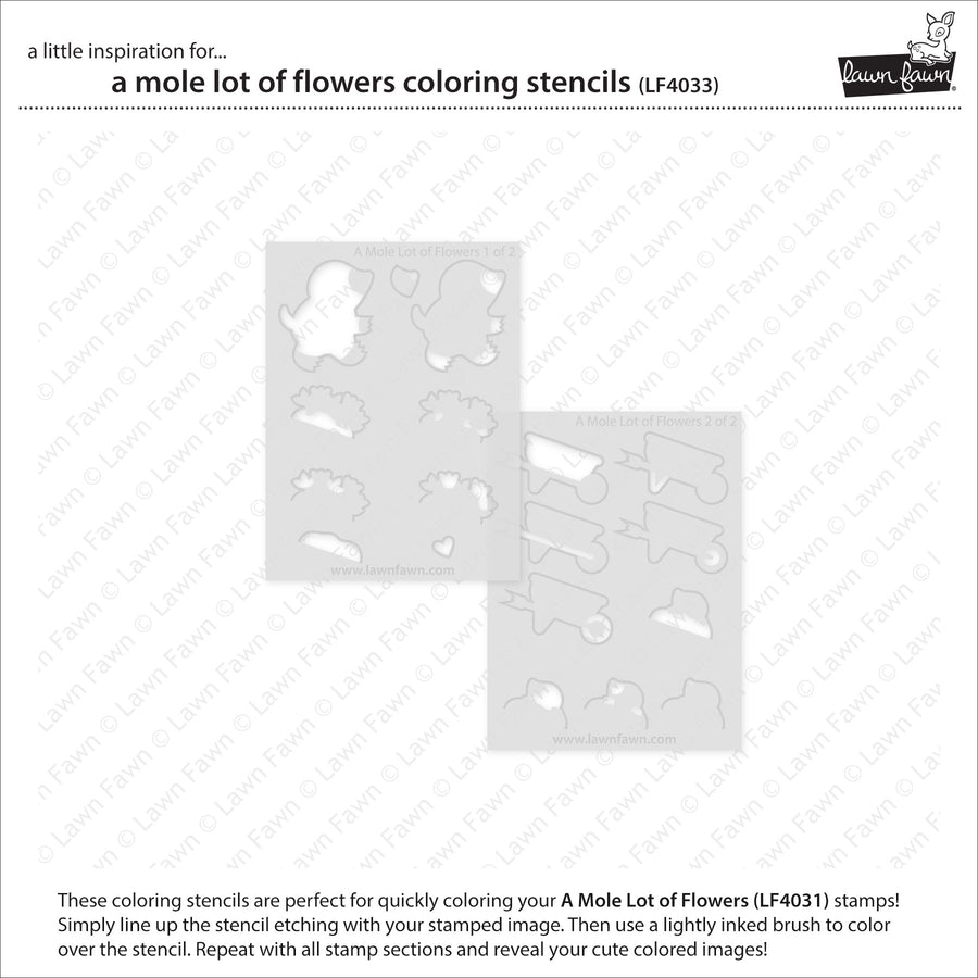 Lawn Fawn - Coloring Stencils - A Mole Lot of Flowers-ScrapbookPal