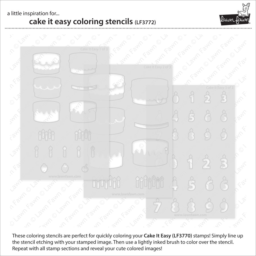 Lawn Fawn - Coloring Stencils - Cake It Easy-ScrapbookPal