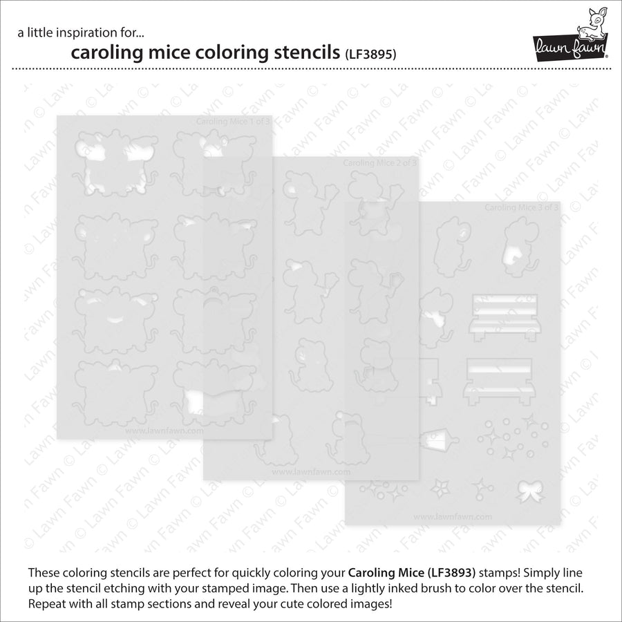 Lawn Fawn - Coloring Stencils - Caroling Mice-ScrapbookPal