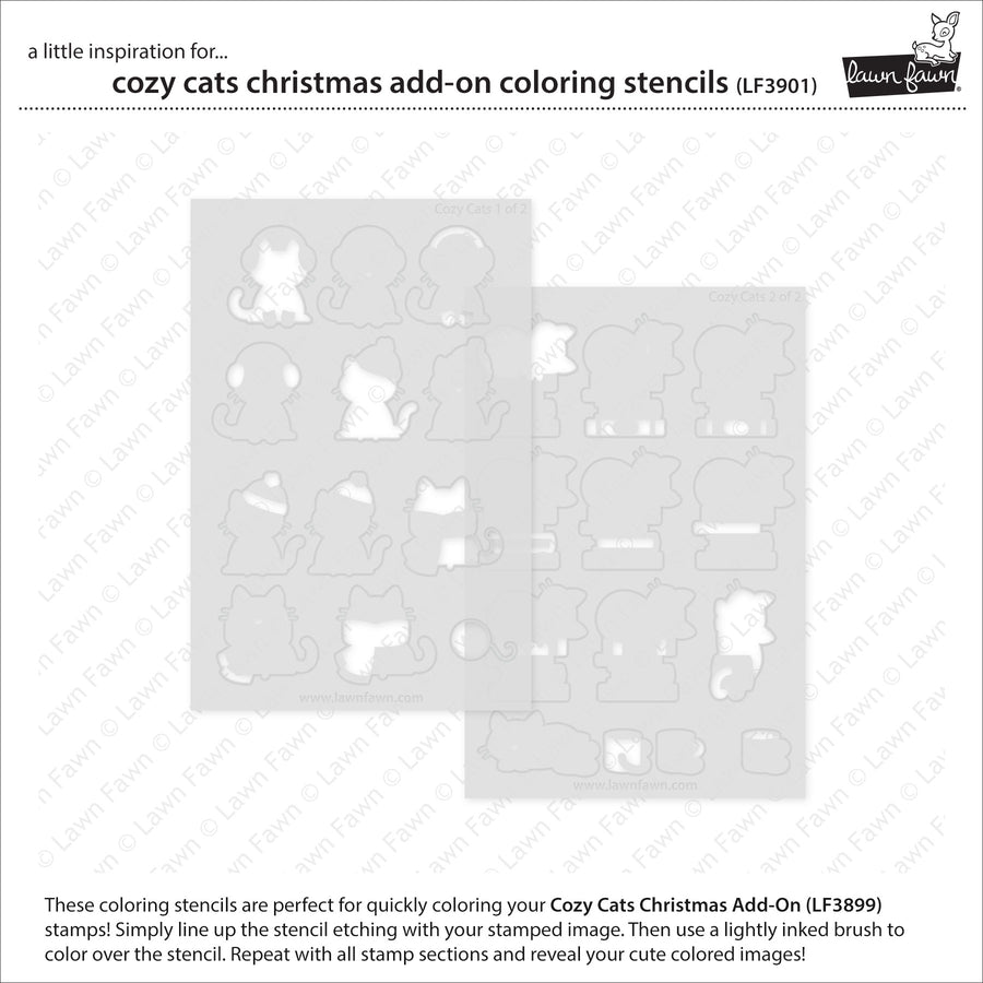 Lawn Fawn - Coloring Stencils - Cozy Cats Christmas Add-on-ScrapbookPal
