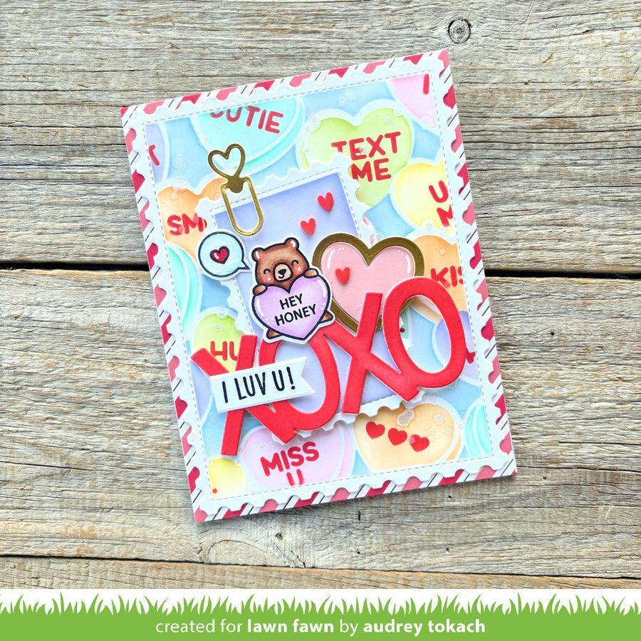 Lawn Fawn - Coloring Stencils - Critter Conversation Hearts-ScrapbookPal