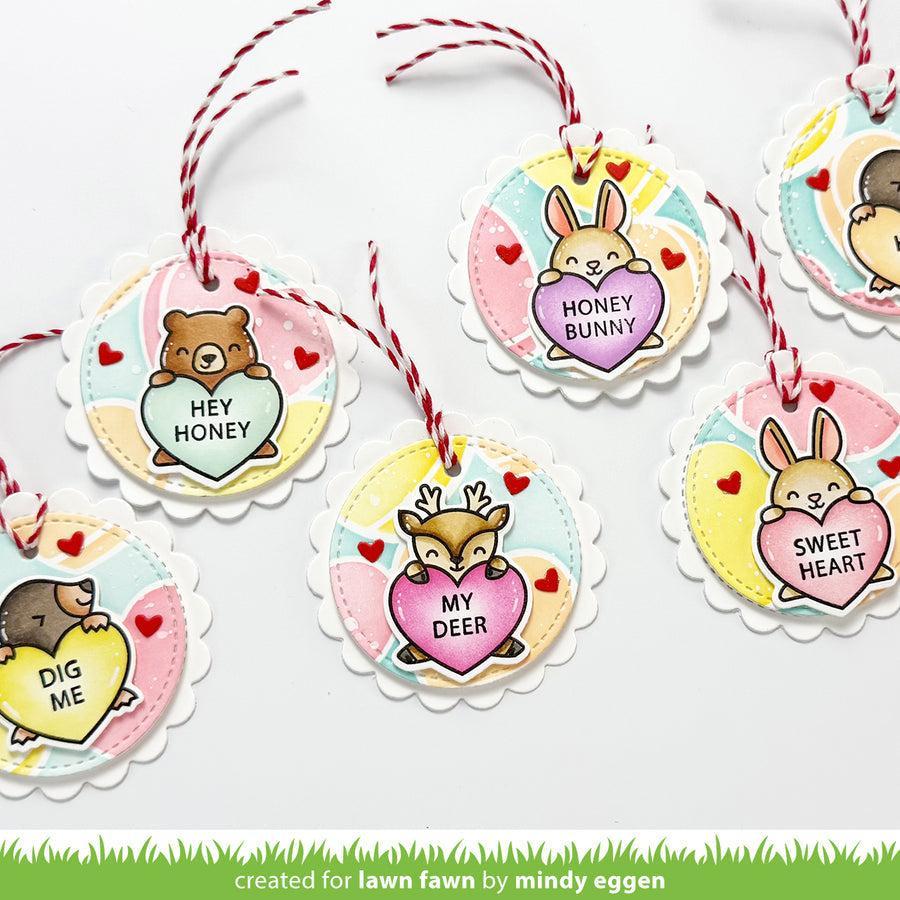 Lawn Fawn - Coloring Stencils - Critter Conversation Hearts-ScrapbookPal
